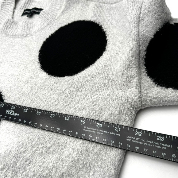 CATHERINE MALANDRINO Women's Small Soft Gray Black Polka Dot Pullover Sweater - Picture 6 of 8